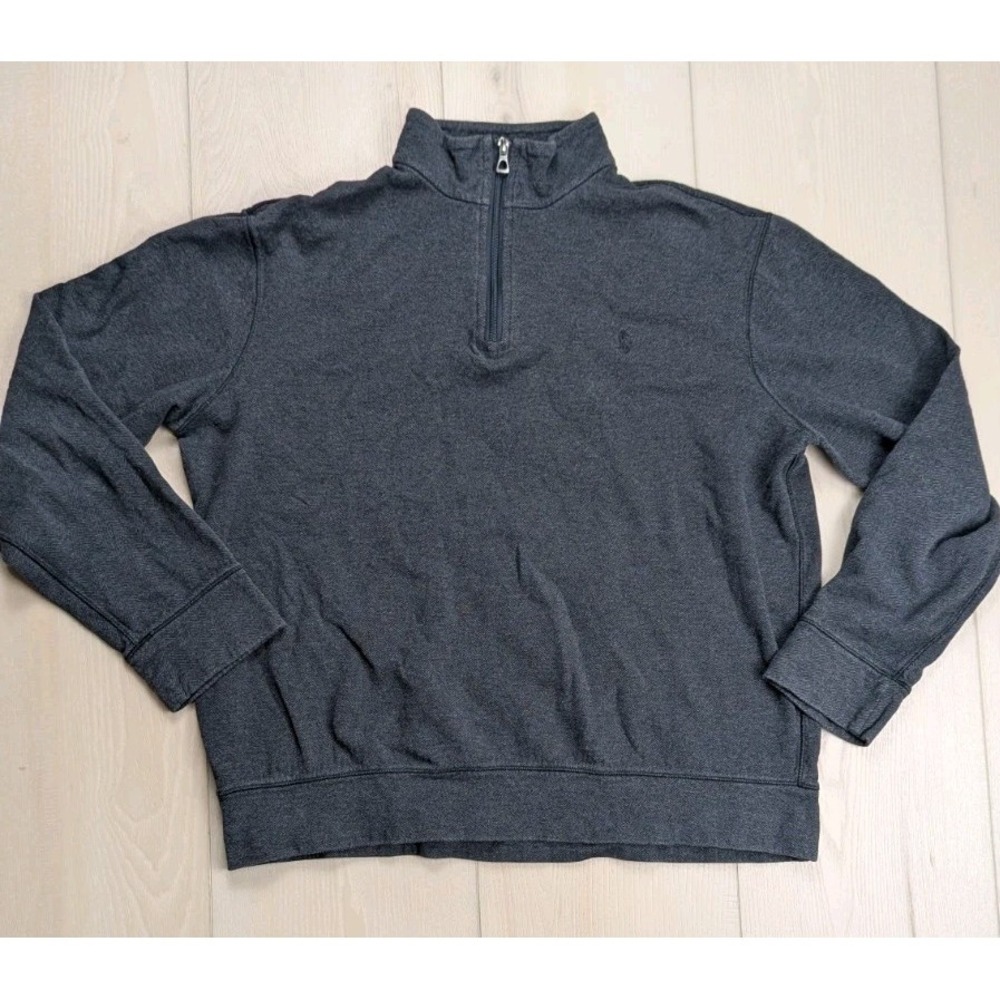 Polo Ralph Lauren Double Knit Jersey 1/4 Zip Pullover Sweater Gray Mens Large